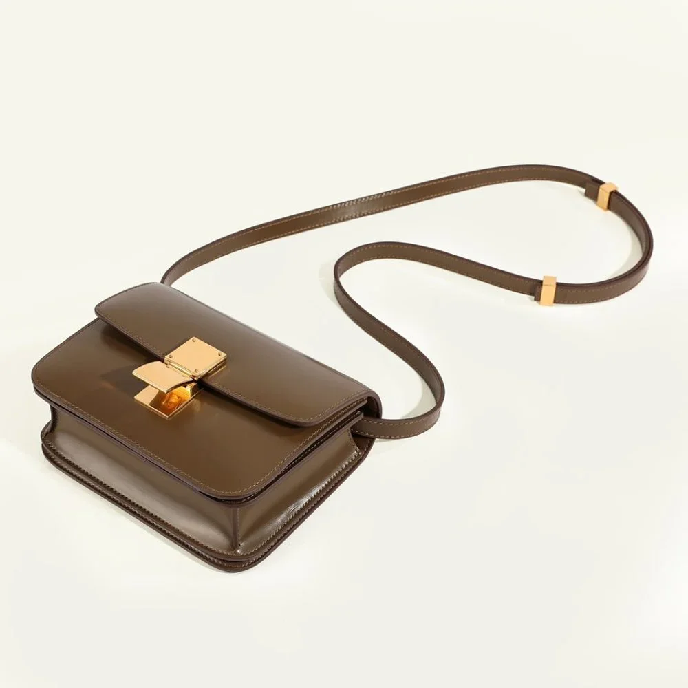 Italian Calfskin Leather Bag, Designer Bag, Italian Leather Box Bag - Picture 7 of 9